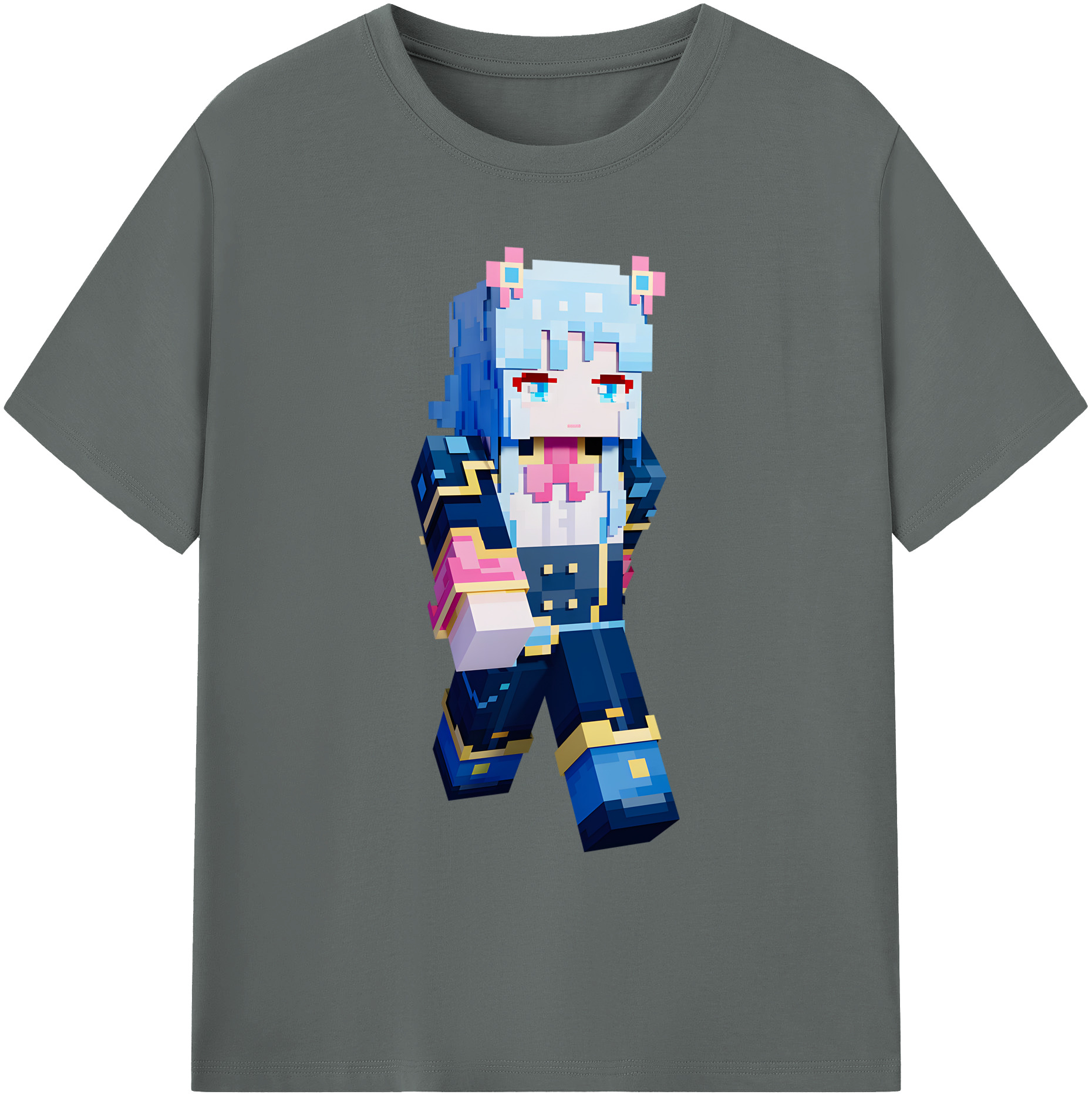（画像用） マインクラフト ブロックの世界 Minecraft MC Block world 綿100％ メンズ半袖Tシャツ｜肌触りやわらか＆通気性
